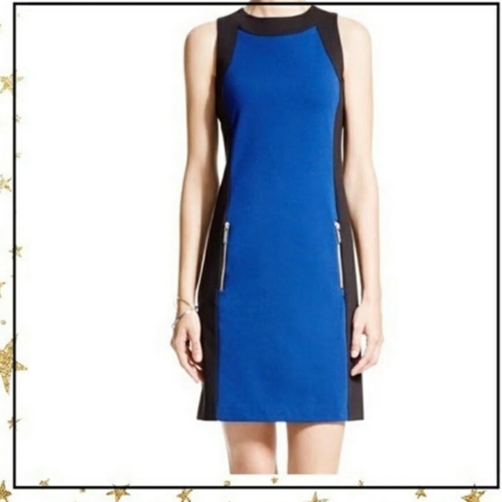 Michael Kors Black & Blue Color Block Dress Xl